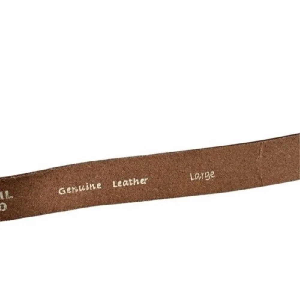 Fossil Vintage Y2K Women’s Leather Belt L Interlocking Adjustable Boho Western